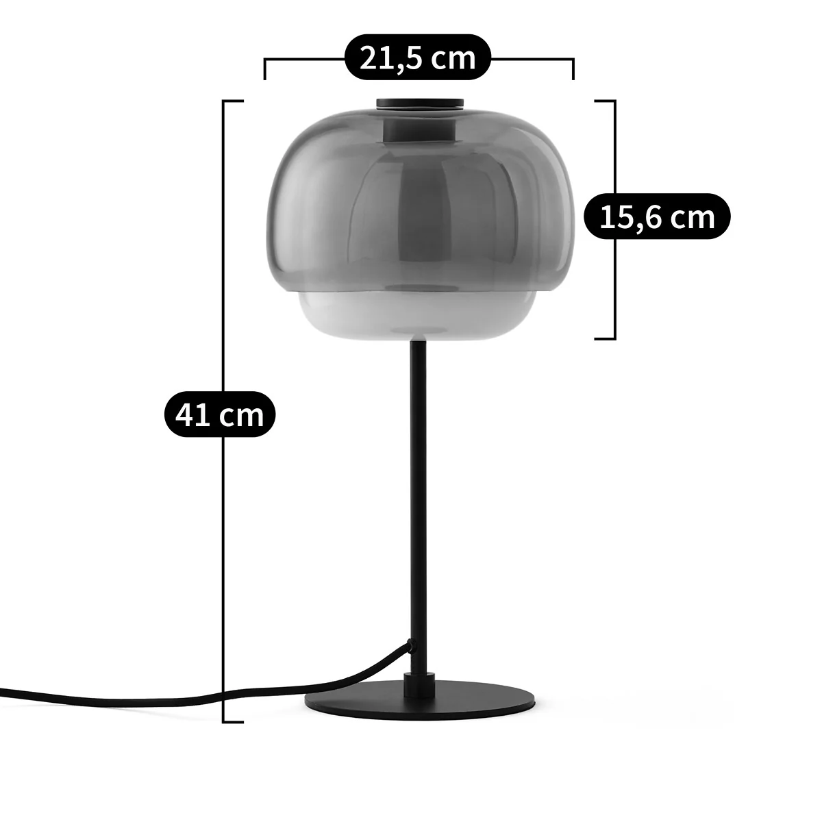 Pericles size diagram Dia 21.5 cm by H 41 cm