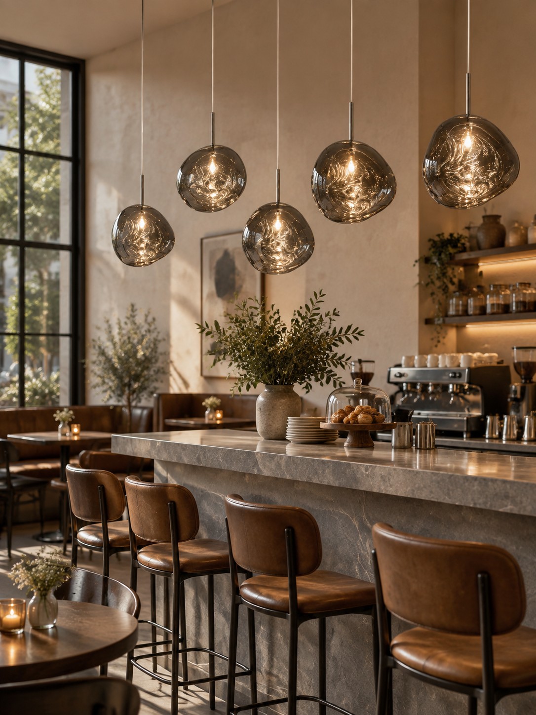Lámpara colgante de lava irregular de diseño moderno para mostrador de cafetería