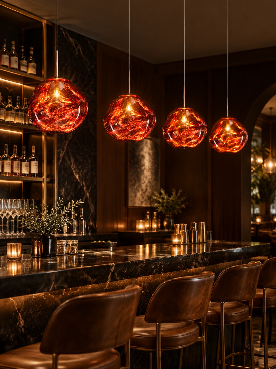 Lámpara colgante de lava irregular de diseño moderno para bar o salón