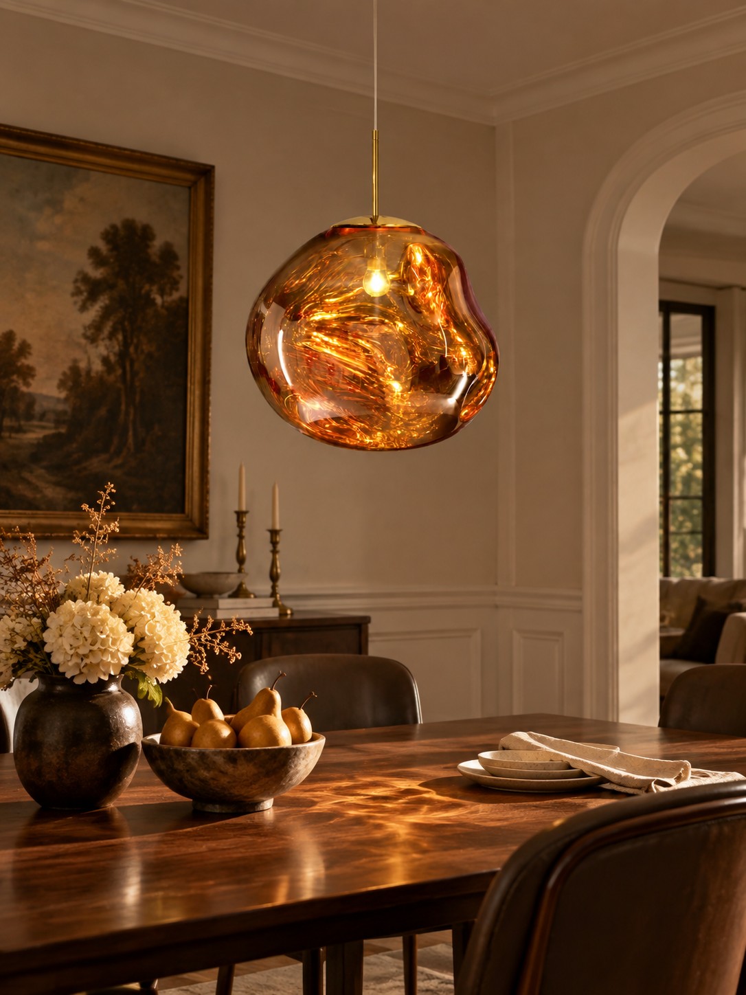 Lámpara colgante de lava irregular de diseño moderno para mesa de comedor