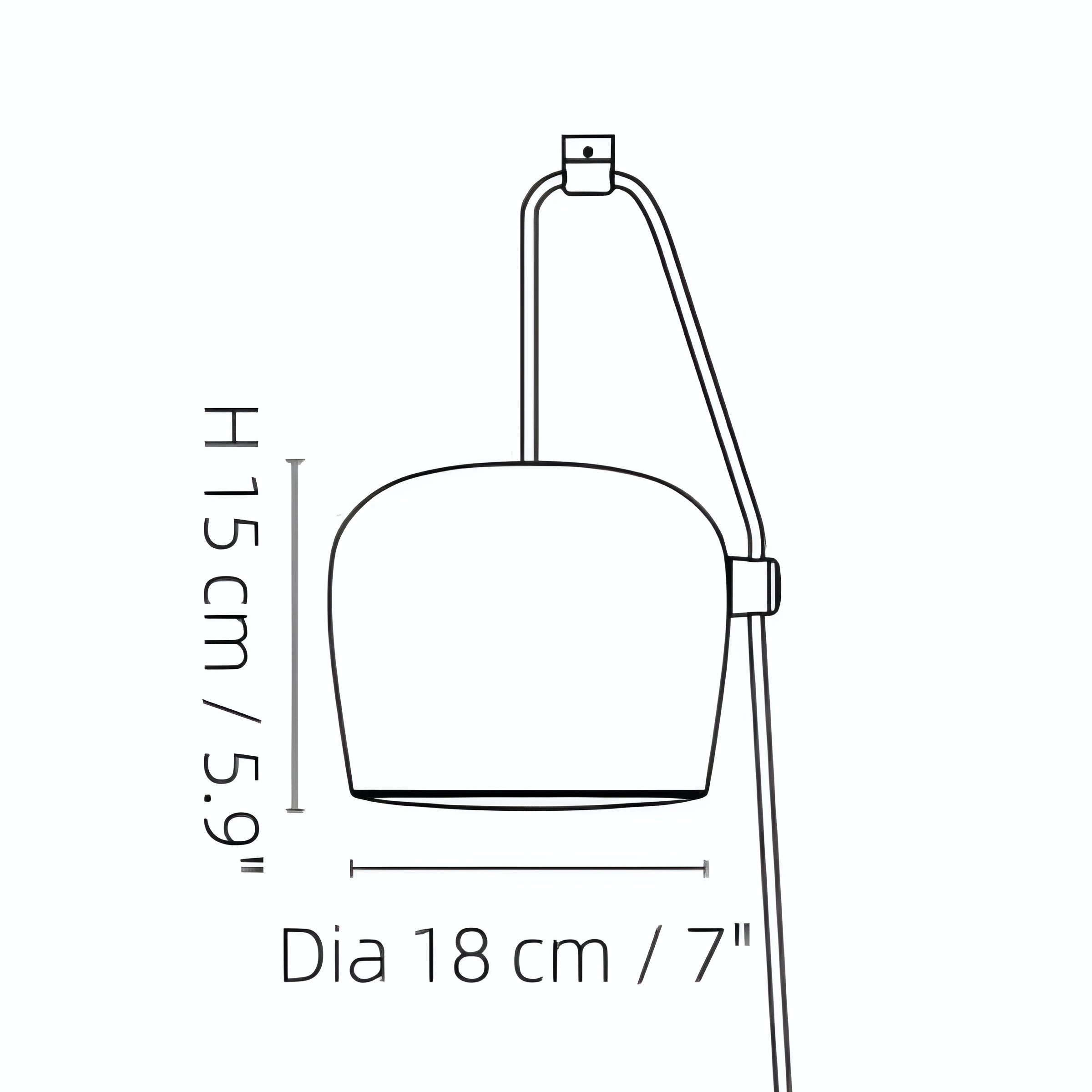 Hanglamp met meerdere lampen, diameter 18 cm, hoogte 15 cm.