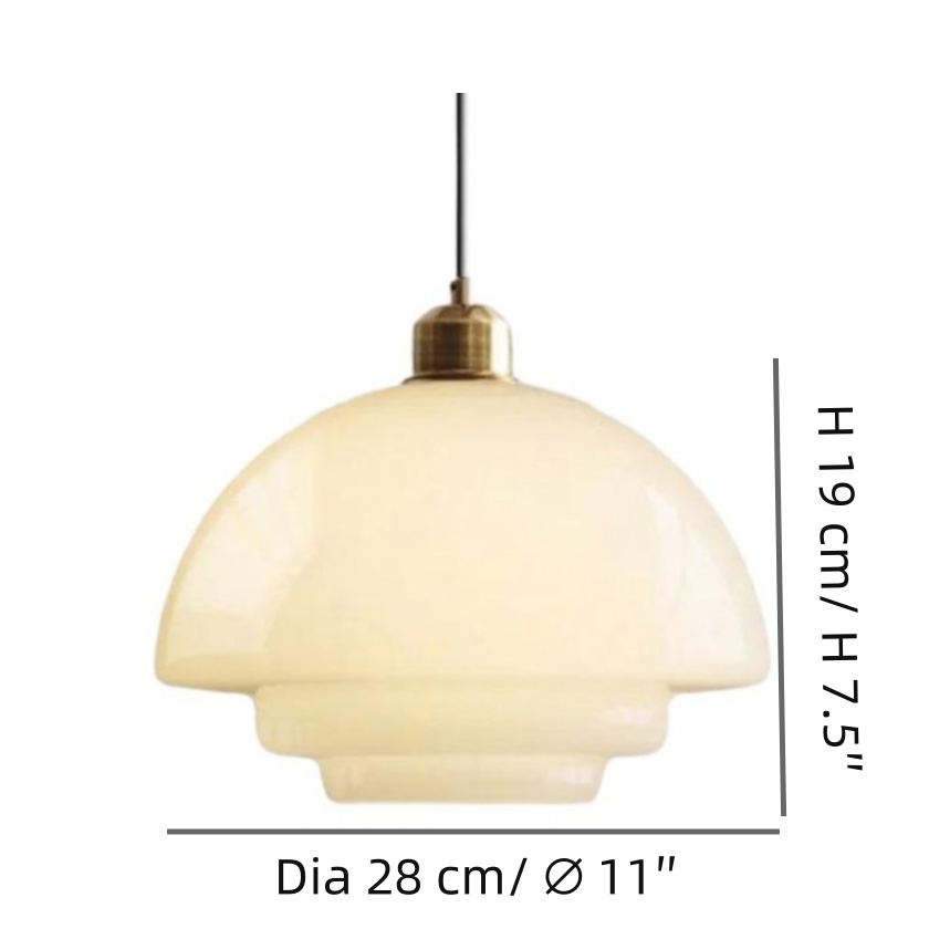 Art-Deco-Pendelleuchte, Design B, Größe, Durchmesser 28 cm, Höhe 19 cm