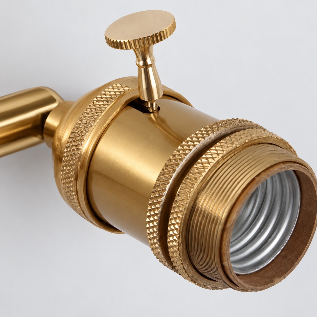 Vintage tulip wall lamp knurled brass socket and turn switch detail